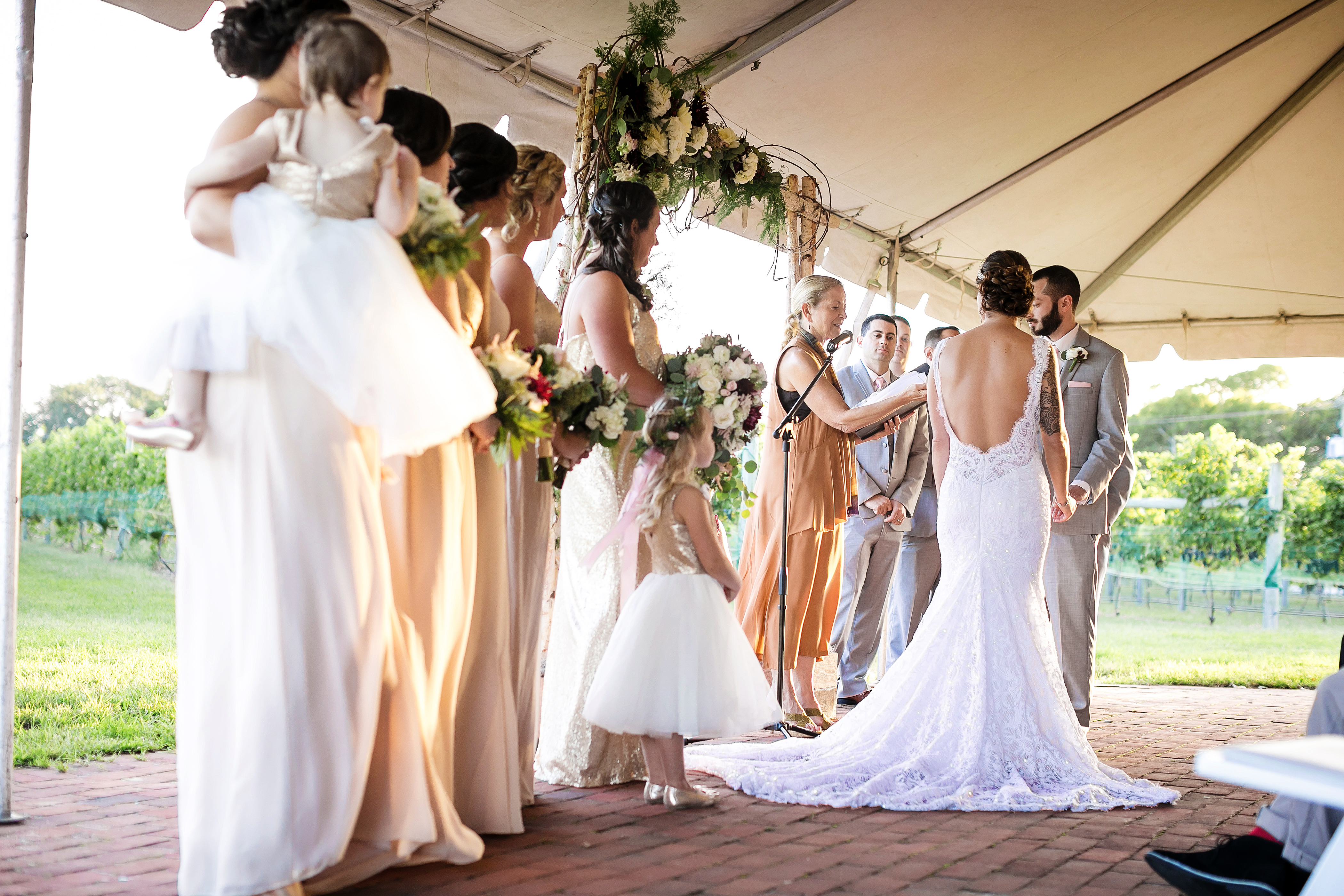 Close family and friends gathered for an intimate wedding at Willow Creek Winery