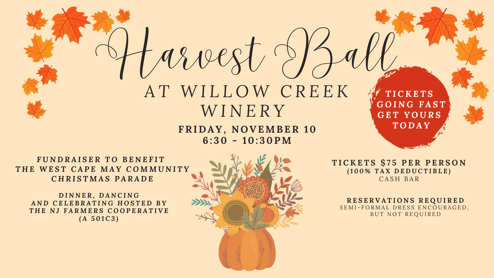 Tickets Closing Soon for the Harvest Ball to Benefit the West Cape May